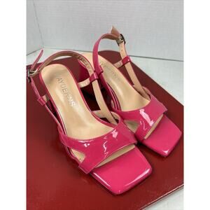 WAYDERNS Pink patent leather strap slides Size 6‎ Block Heel 2020-9
